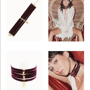 velvet choker with gold accents
